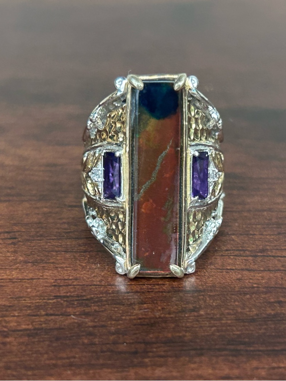 MICHAEL VALITUTTI Gems En Vogue Sterling Ammolite & Amethyst Statement Ring